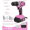 image:imageKingTool 267Piece Tool Kit Set  Pink Tool Set with 21V Cordless Pink Power Drill Driver Tool kit for Women with Pink Tool Storage Bag Womens Tool Kit for House Perfect for Home DIY Projects267 PCS