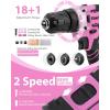 image:imageKingTool 267Piece Tool Kit Set  Pink Tool Set with 21V Cordless Pink Power Drill Driver Tool kit for Women with Pink Tool Storage Bag Womens Tool Kit for House Perfect for Home DIY Projects267 PCS