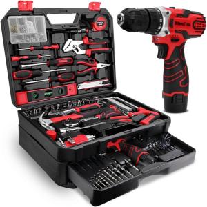 image:imageKingTool 276Piece Tool Set Kit  Tool kit with 12V Cordless Power Drill Driver Toolbox Storage Case with Drawer Drill Set Perfect for Homeowner Diyer Handyman276 Pieces