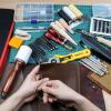 image:image386 pcs Advanced Leather Sewing Tools and Supplies with Carrying Organizer Cutting Mat Stamping Tools Needles Snaps and Rivets Kit Perfect for Stitching Punching Cutting Sewing Leather Craft Making