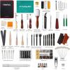 image:image386 pcs Advanced Leather Sewing Tools and Supplies with Carrying Organizer Cutting Mat Stamping Tools Needles Snaps and Rivets Kit Perfect for Stitching Punching Cutting Sewing Leather Craft Making
