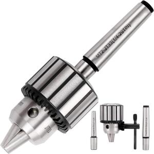 image:imageKingTool 4 Pcs Drill Chuck Set  12Inch Drill Chuck with Chuck Key with 1 JT33MT1 and 2 JT33MT2 Morse Taper Arbor